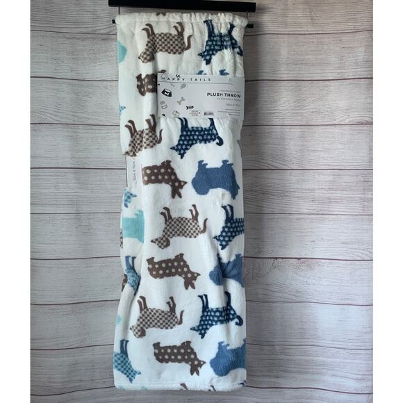 Happy Tails Plush Throw Blanket Dog Puppy Pattern 50x70" - Picture 4 of 10